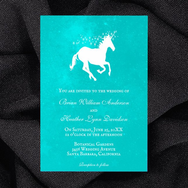 Turquoise Unicorn Wedding Invitation (Turquoise Unicorn Wedding Invitation)