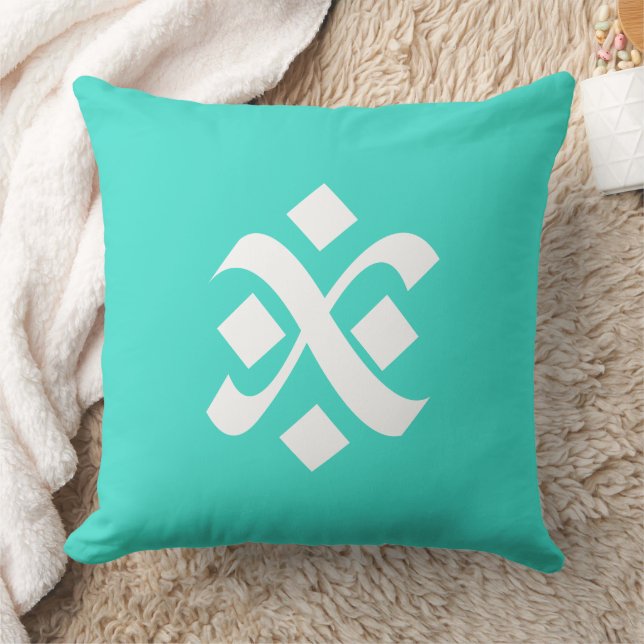 Turquoise Uniform Solid Boho Colours Cushion (Blanket)