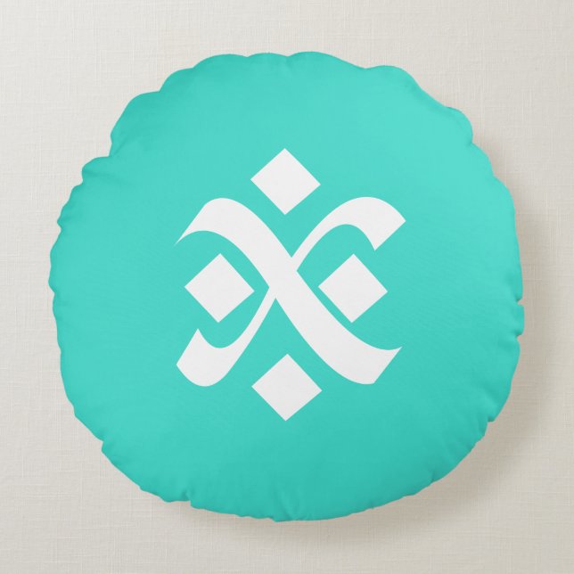 Turquoise Uniform Solid Boho Colours Round Cushion (Front)