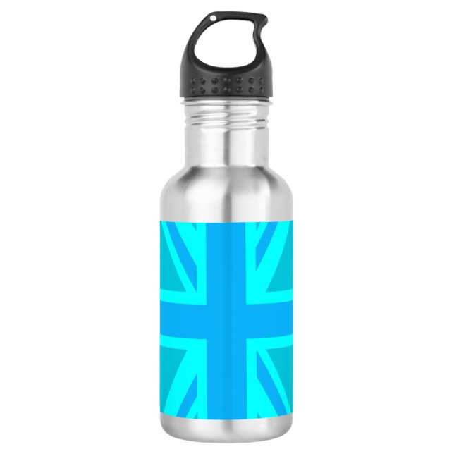 Turquoise Union Jack British Flag Customise it 710 Ml Water Bottle (Front)
