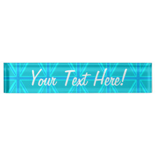 Turquoise Union Jack British Flag Design Nameplate