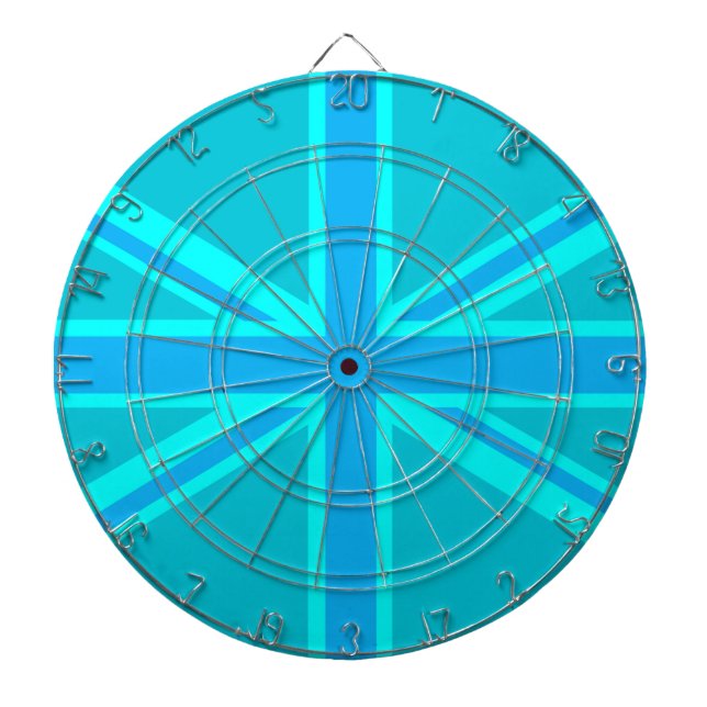 Turquoise Union Jack Flag Decor Dartboard (Front)
