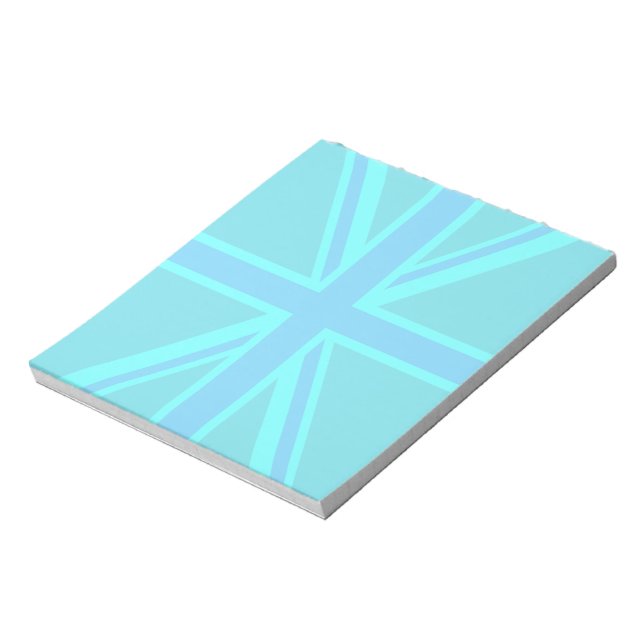 Turquoise Union Jack Flag Decor Notepad (Rotated)