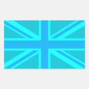 Turquoise Union Jack Flag Decor Rectangular Sticker