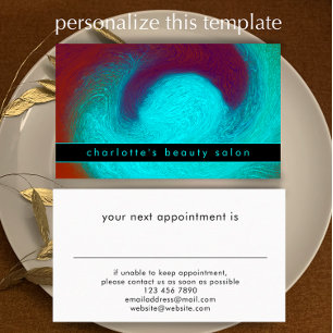 Turquoise Unique Modern Cool Hair Nail Salon Appointment Card