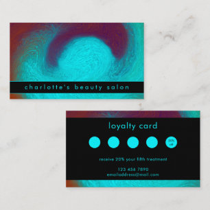 Turquoise Unique Modern Cool Hair Nail Salon Loyalty Card
