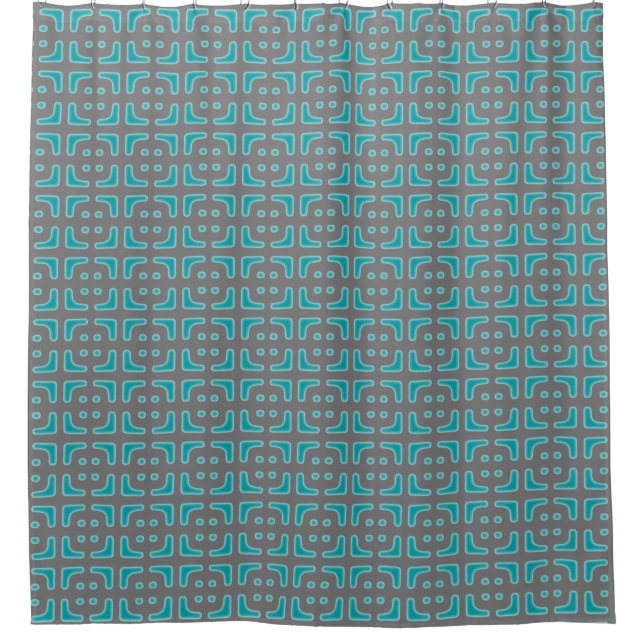 Turquoise Unique Pattern Shower Curtain (Front)