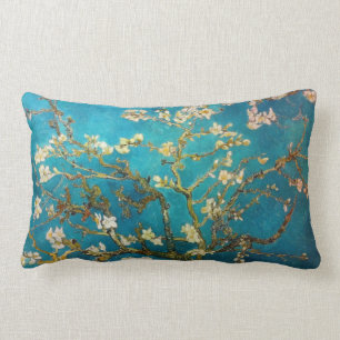 Turquoise Van Gogh Blossoming Almond Tree Lumbar Cushion