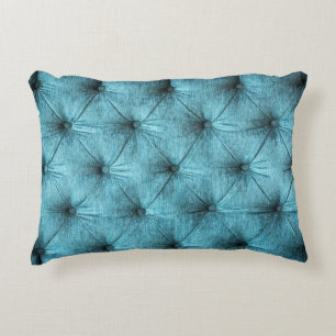 Turquoise Velvet Sofa Close Up Decorative Cushion