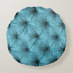 Turquoise Velvet Sofa Close Up Round Cushion