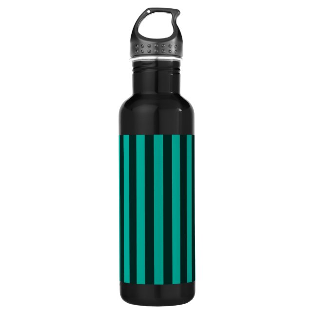 Turquoise Vertical Stripes Customise This! 710 Ml Water Bottle (Front)