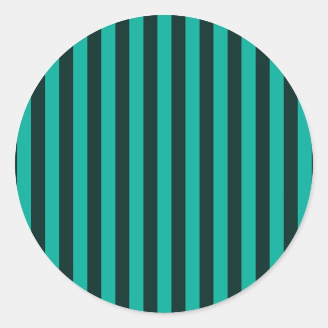 Turquoise Vertical Stripes Decor Classic Round Sticker (Front)
