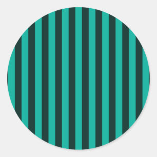 Turquoise Vertical Stripes Decor Classic Round Sticker