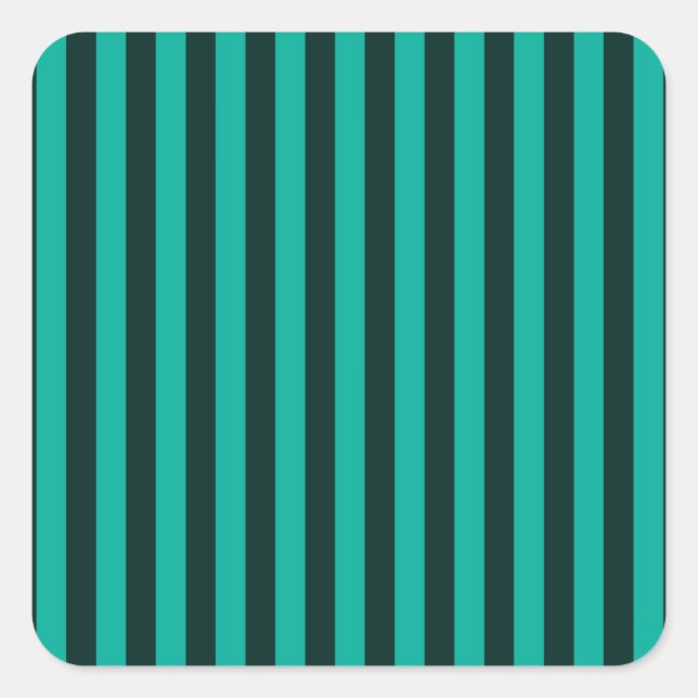 Turquoise Vertical Stripes Decor Square Sticker (Front)