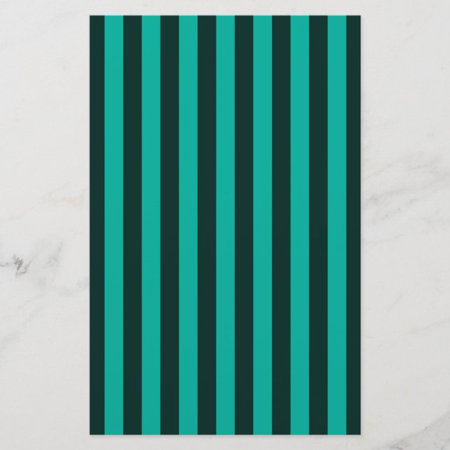 Turquoise Vertical Stripes Decor Stationery (Front)