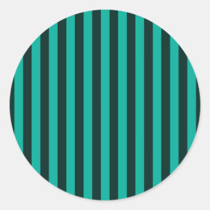 Turquoise Vertical Stripes Style Decor Classic Round Sticker