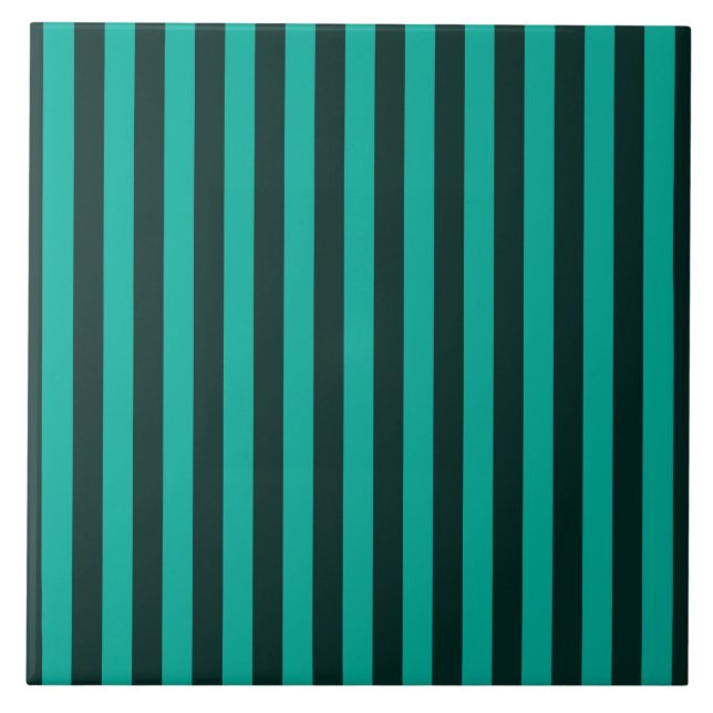 Turquoise Vertical Stripes Style Decor Tile (Front)