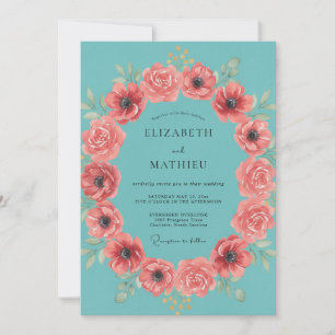 Turquoise Vibrant Tropical Wedding Invitation