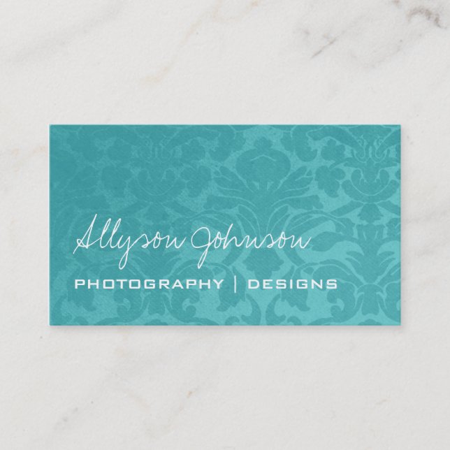 Turquoise Vintage Business Cards (Front)