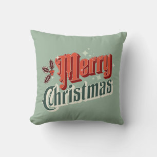 Turquoise vintage Christmas design Cushion