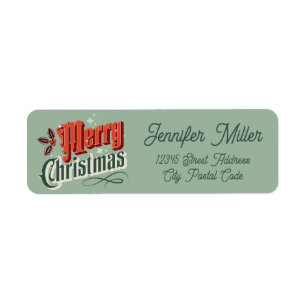 Turquoise vintage Christmas design Return Address Label