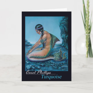 Turquoise Vintage Mermaid Greeting Card