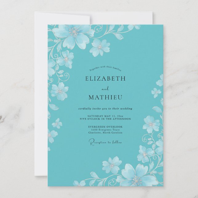 Turquoise Vivacious Coastal Wedding Invitation (Front)