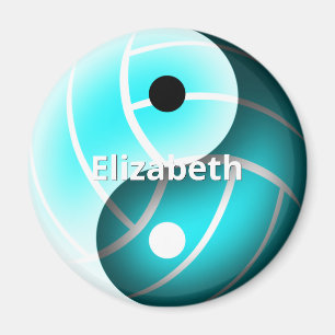 turquoise volleyball yin yang personalised magnet