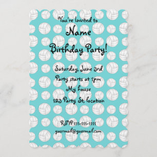 Turquoise volleyballs pattern invitation