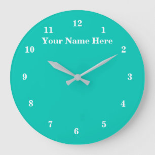 Turquoise Wall Clock with Custom Text and Colours