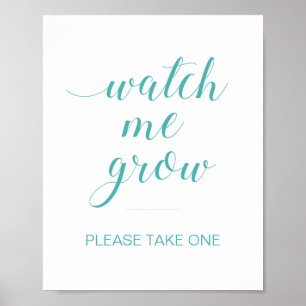 Turquoise Watch Me Grow Baby Shower Plant Favours Poster