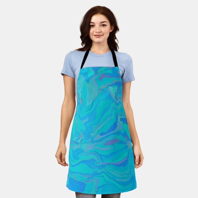 Turquoise Water Abstract Apron (Worn)