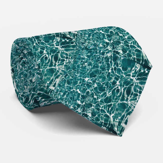 Turquoise Water Caustics Pattern Necktie (Rolled)