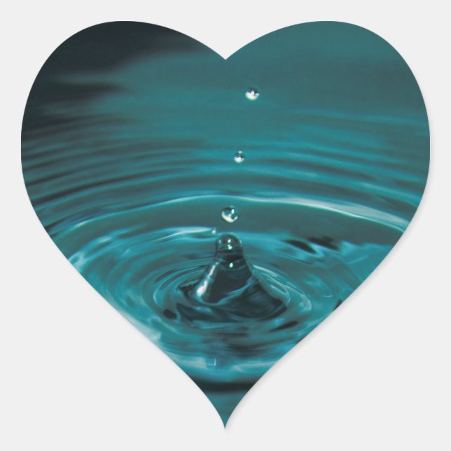 Turquoise Water Drop Heart Sticker (Front)