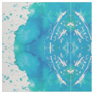 Turquoise Watercolor Abstract Fabric