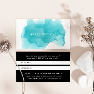 Turquoise Watercolor Blot Referral Card
