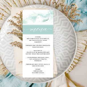 Turquoise Watercolor, Elegant Wedding Menu
