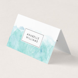 Turquoise Watercolor Modern Artist Business Card