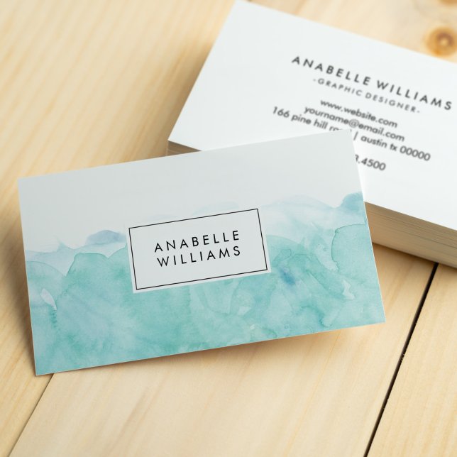 Turquoise Watercolor Modern Business Card (Creator Uploaded)