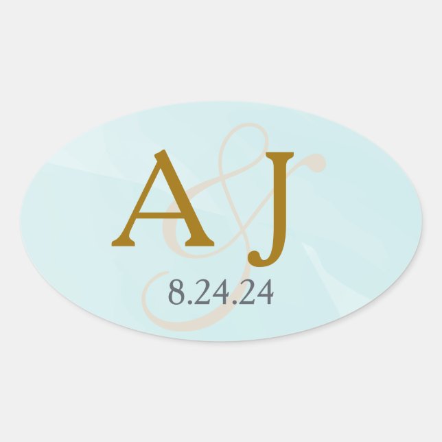 Turquoise Watercolor Monogram Label (Front)