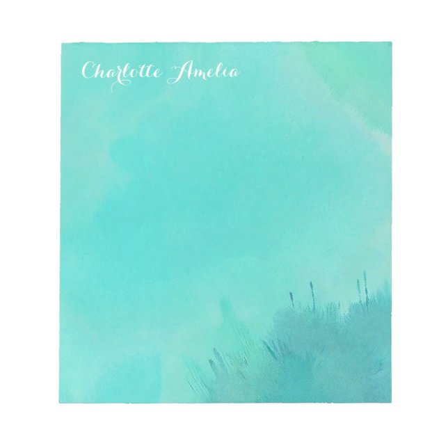 Turquoise Watercolor Notepad (Front)