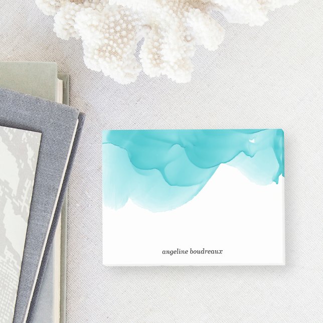 Turquoise Watercolor Personalised Post-it Notes (Creator Uploaded)