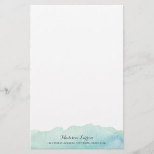 Turquoise Watercolor Personalised Stationery