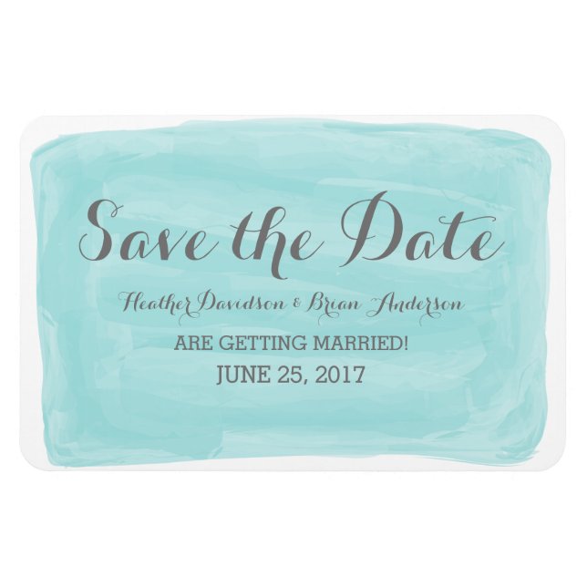 Turquoise Watercolor Save the Date Magnet (Horizontal)
