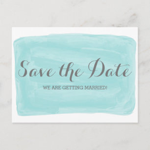 Turquoise Watercolor Save the Date Postcard