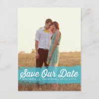 TURQUOISE WATERCOLOR | SAVE THE DATE POSTCARD