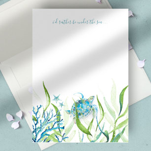 Turquoise Watercolor Sea Turtle Card