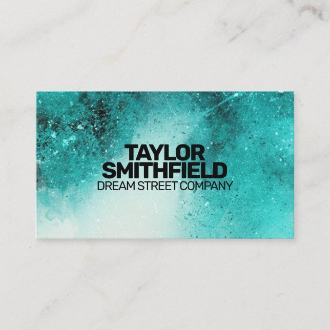 Turquoise Watercolor Splatter Business Card (Front)
