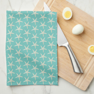 Turquoise Watercolor Starfish Tea Towel