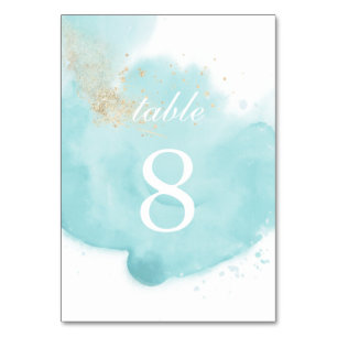 Turquoise Watercolor Table Number